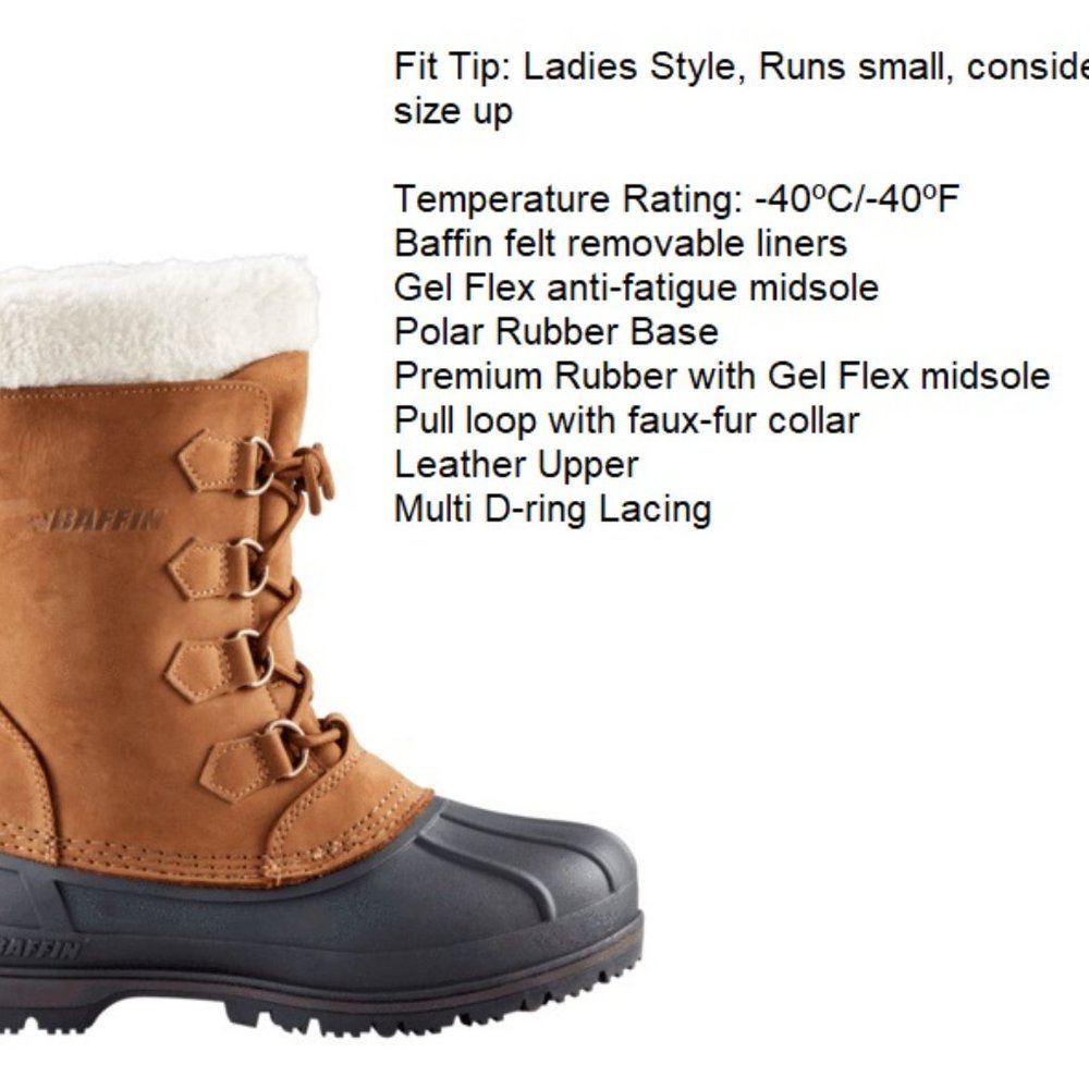 New Women's Baffin CANADA Winter Boots Temperature Rating: -40ºC/-40ºF